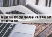 生活再难也要坦然面对的句子（生活再难也要挺住是什么意思）