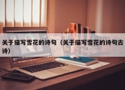关于描写雪花的诗句（关于描写雪花的诗句古诗）