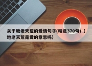关于地老天荒的爱情句子(精选370句)（地老天荒是爱的意思吗）