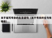 关于描写母亲的名言语句（关于母亲的名句有哪些）