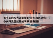 关于心向阳光正能量的句子(精选80句)（心向阳光正能量的句子 朋友圈）